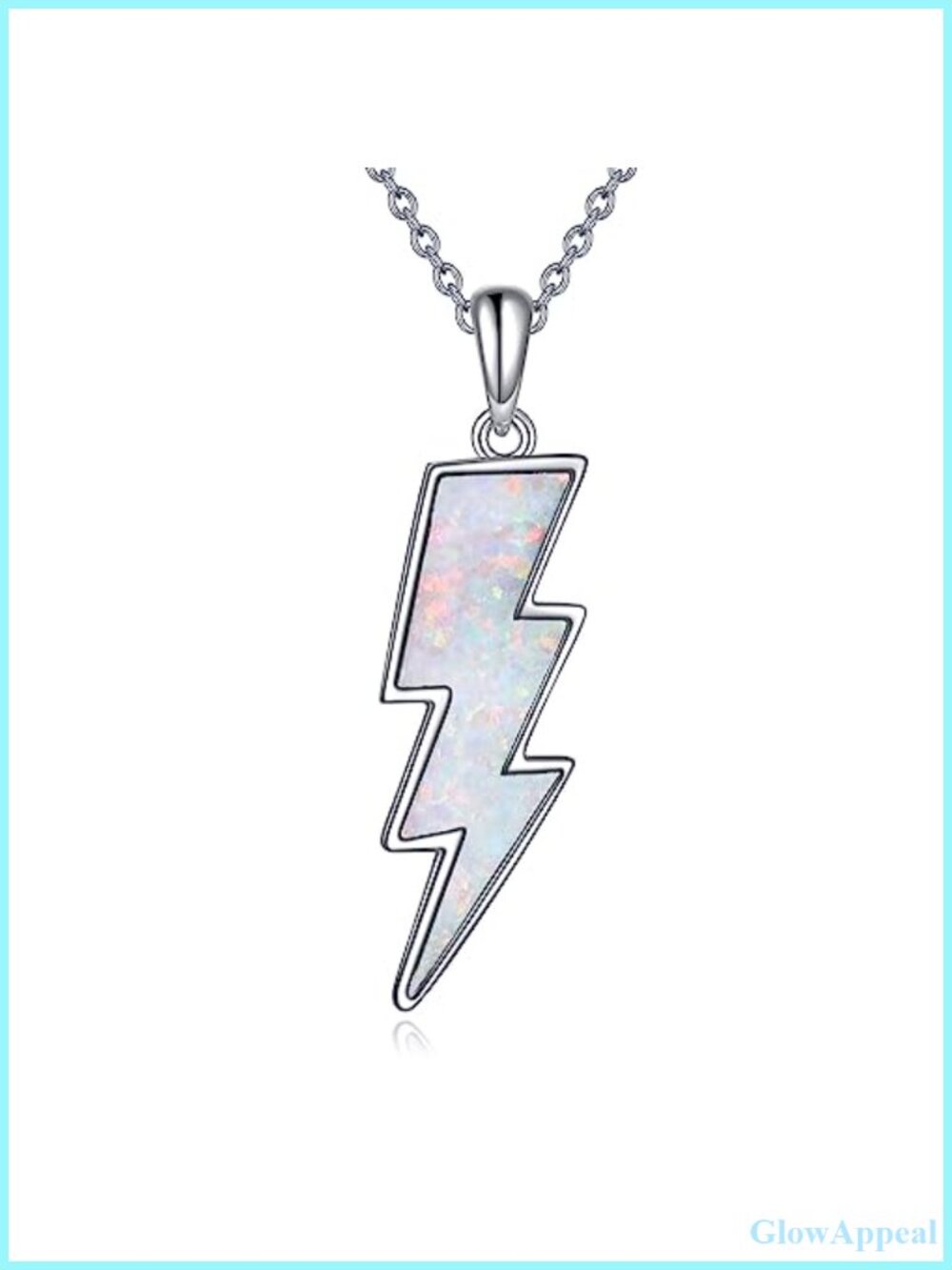 925 Sterling Silver White Opal Lightning Bolt Necklace Reversible Pendant